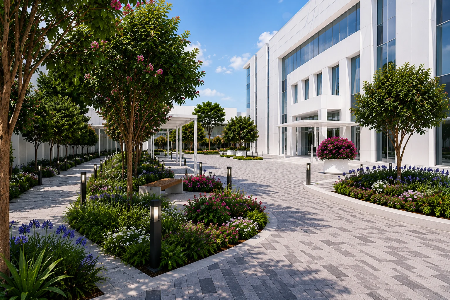 Landscaped approach to the Transportation Security Headquarters, Abu Dhabi
